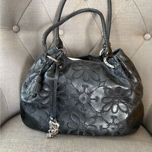 Brighton Valencia Black Floral Embroidered Handbag